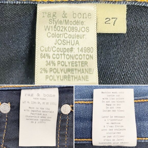 Rag & Bone Cate Mid Rise Skinny Jeans Women’s Size 27 | 4 Joshua Mid Indigo Wash - Picture 13 of 14